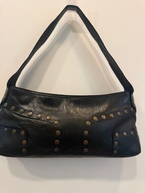 Black Studded faux Leather Shoulder Bag